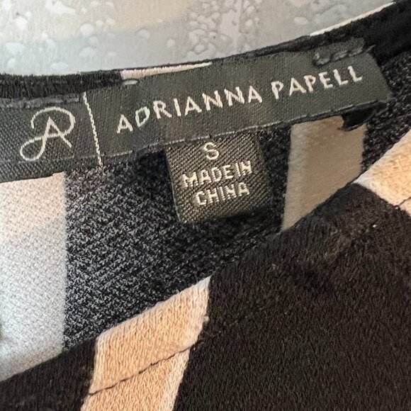 Adrianna Papell Striped Balloon Sleeve‎ Black & Cream Blouse Size Small - Picture 3 of 9